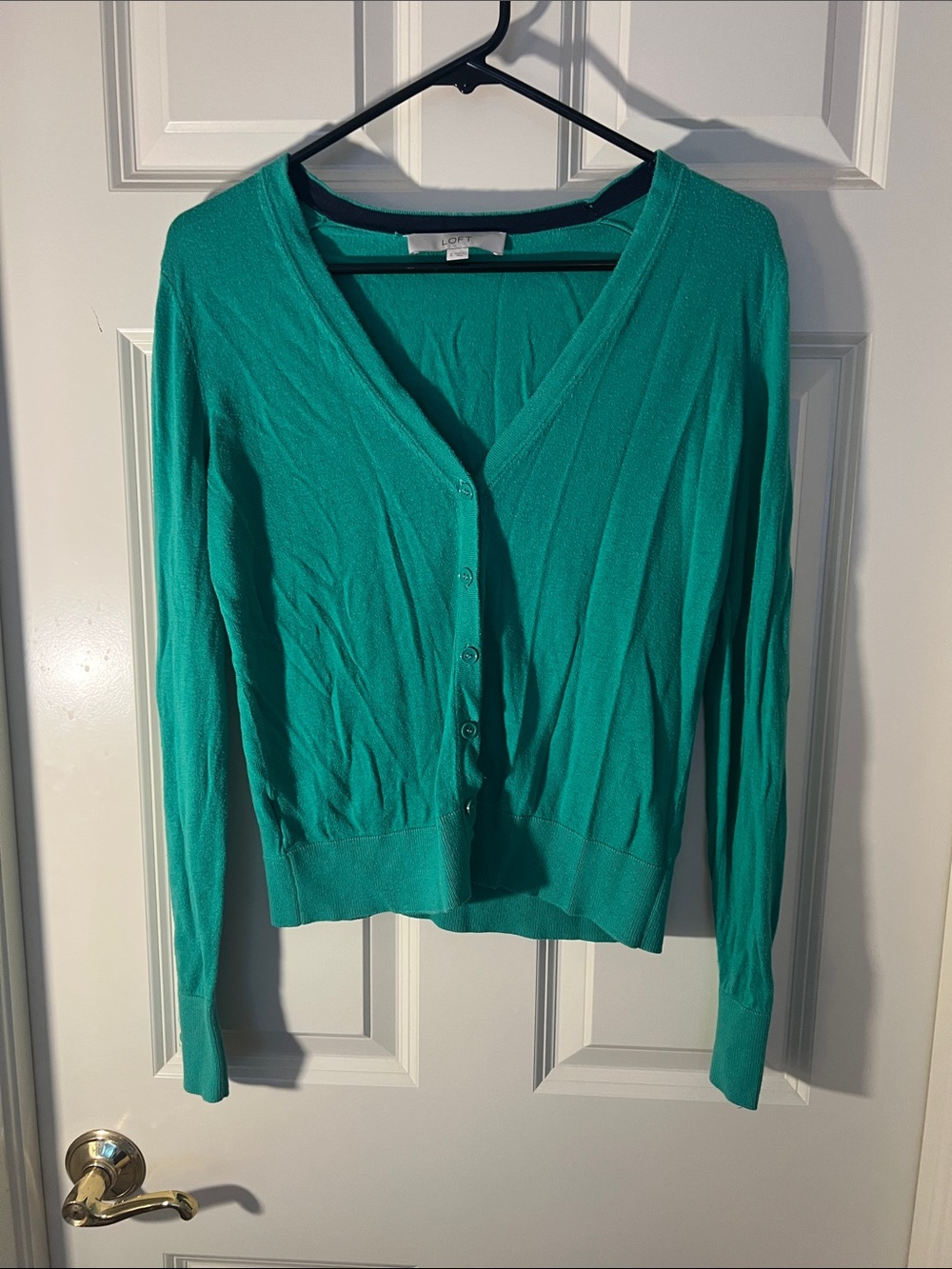 LOFT Teal Green V-Neck Button Cardigan